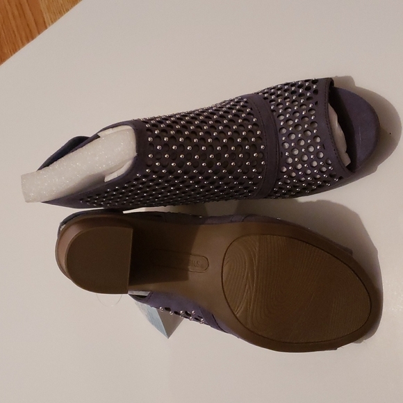 Studded Slate Blue Suede Booties - Picture 5 of 5